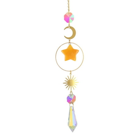 

MEIDELI Hanging Sun Catcher Perfect Gift with Chain Beautiful Moon Star Prisms Suncatcher Pendant