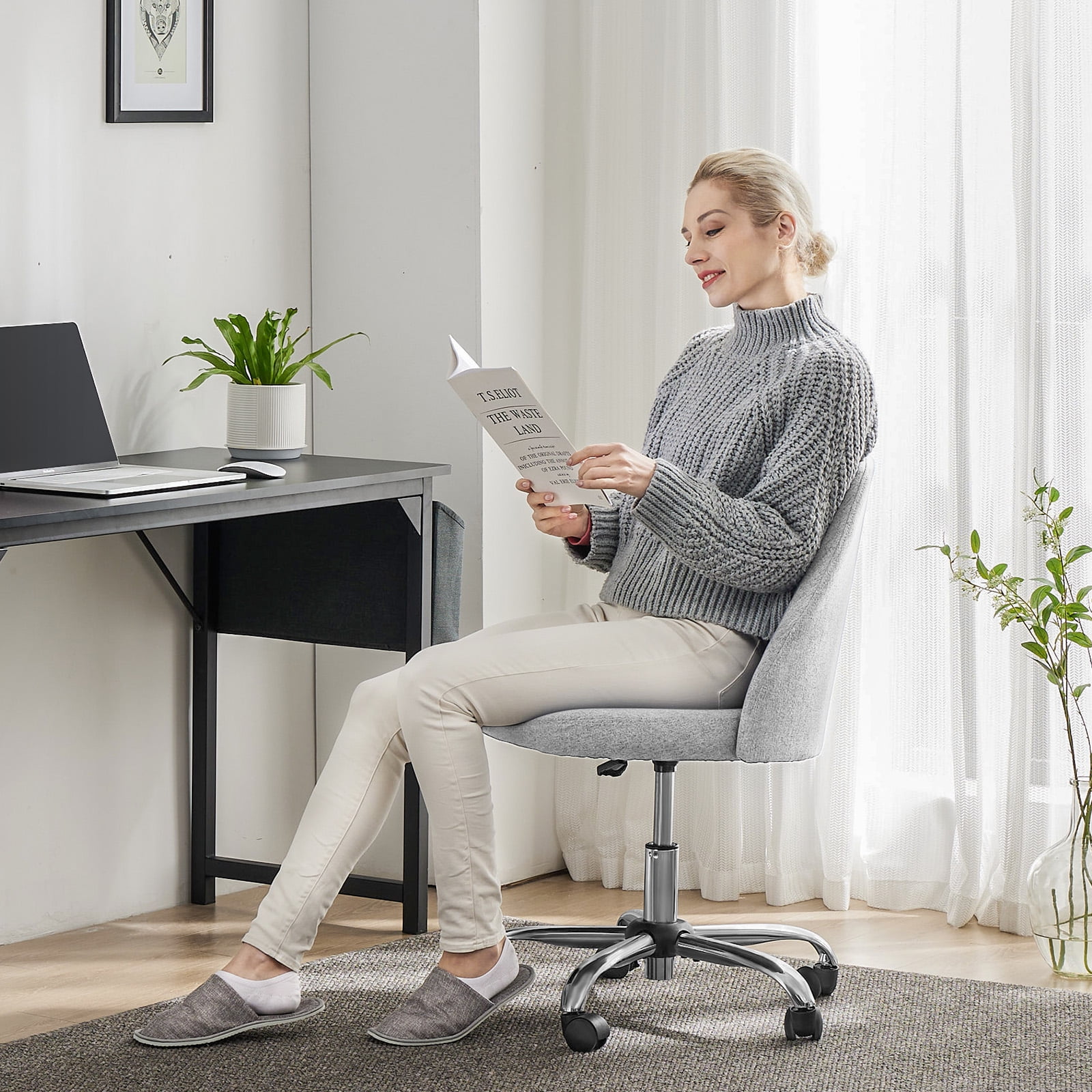Gianna Home Office Desk Chair, Adjustable Armless Rolling Task Chair, Computer Chairs for Home