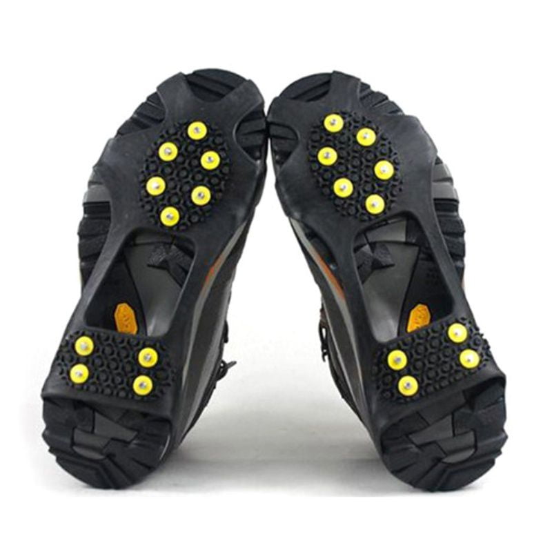 Pair of 10 Stud Universal Gripping Anti Slip Protector for Walking on Ice Grips 