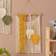 thumbnail image 5 of Decoración colgante de pared de macramé, arte de pared de macramé bohemio, tapiz tejido con borlas para Amarillo, 5 of 9