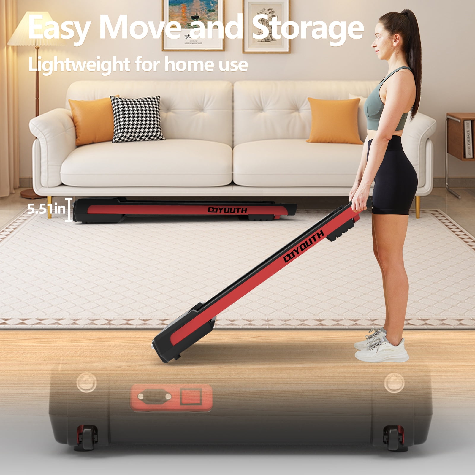 GOYOUTH Walking Pad, Under Desk Treadmill for Home&Office, Exercise Treadmill 300 lbs Weight Capacity,Speed Range ‎0.5-6 kph