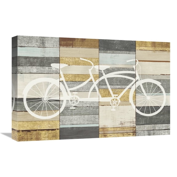 Global Gallery's 'Beachscape Tandem Cruiser Gold Neutral' By Michael Mullan Stretched Canvas Wall Art