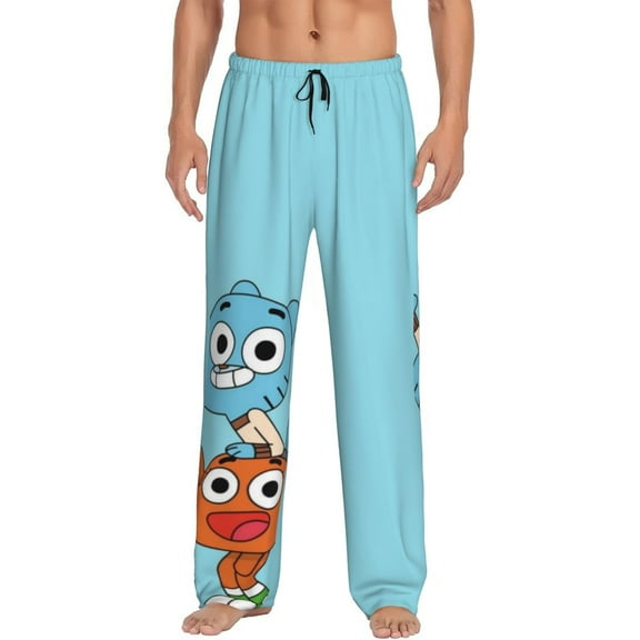 Amazing World Of Gumball Men's Pajama Pant Soft Comfy Lounge Pj Bottoms Loose Elastic Waistband Adult Sleep Pants with Pockets Drawstring