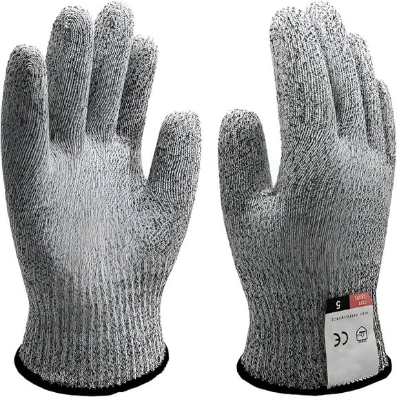TELOLY Safety Cut Resistant Gloves, Food Grade Level 5 Protection Kitchen Glove, Cut Proof Gloves for Mandolin Slicing 1 Pair (L)