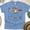 CarolinaBlue, variant on Patriotic Icons Stamp Shirt for Men, American Flag Bald Eagle BBQ Graphic Tee, Ash, Size 3XL