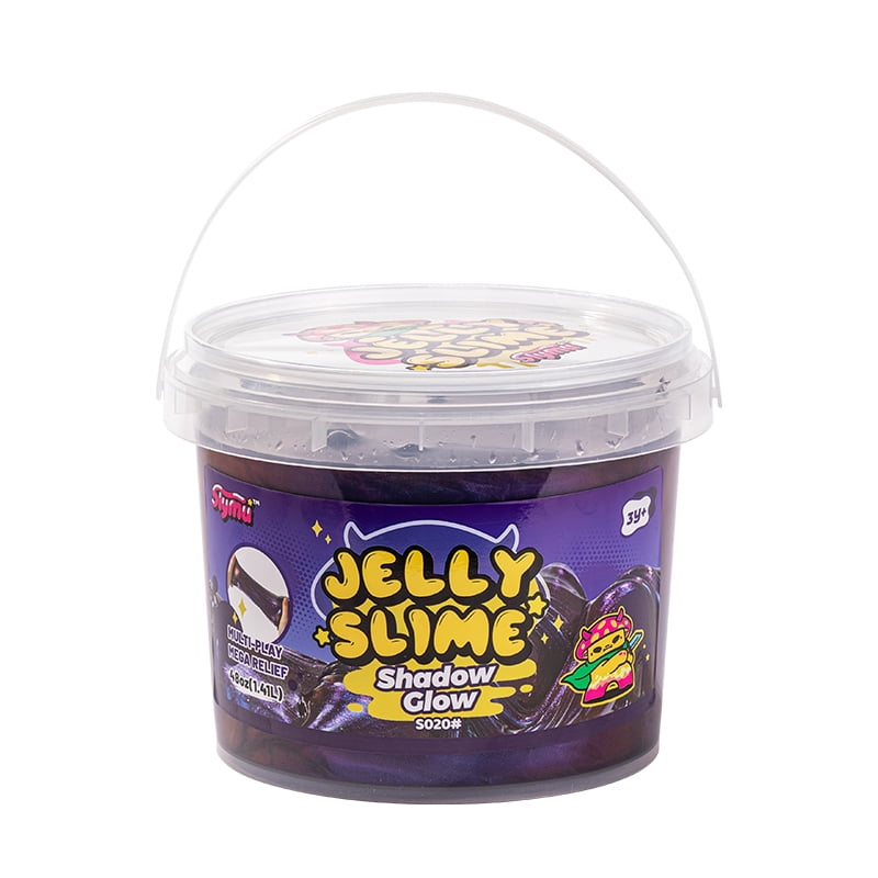 Slymu Jelly Slime Shadow Glow - Unscented, Sensory Fidget Toys, 4 lbs, Stress Relief, ASMR, Crisp Texture, Bucket, Party Favors for Kids, Birthday Gifts for Girls and Boys, Goodie Bag Stuffer