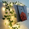thumbnail image 1 of Guirnalda de luces solares de 100 LED con hojas de hiedra artificiales, 10 m, luces solares para plantas, guirnalda de luces para exteriores, luces colgantes para camping, fiestas, jardines, vallas,, 1 of 4