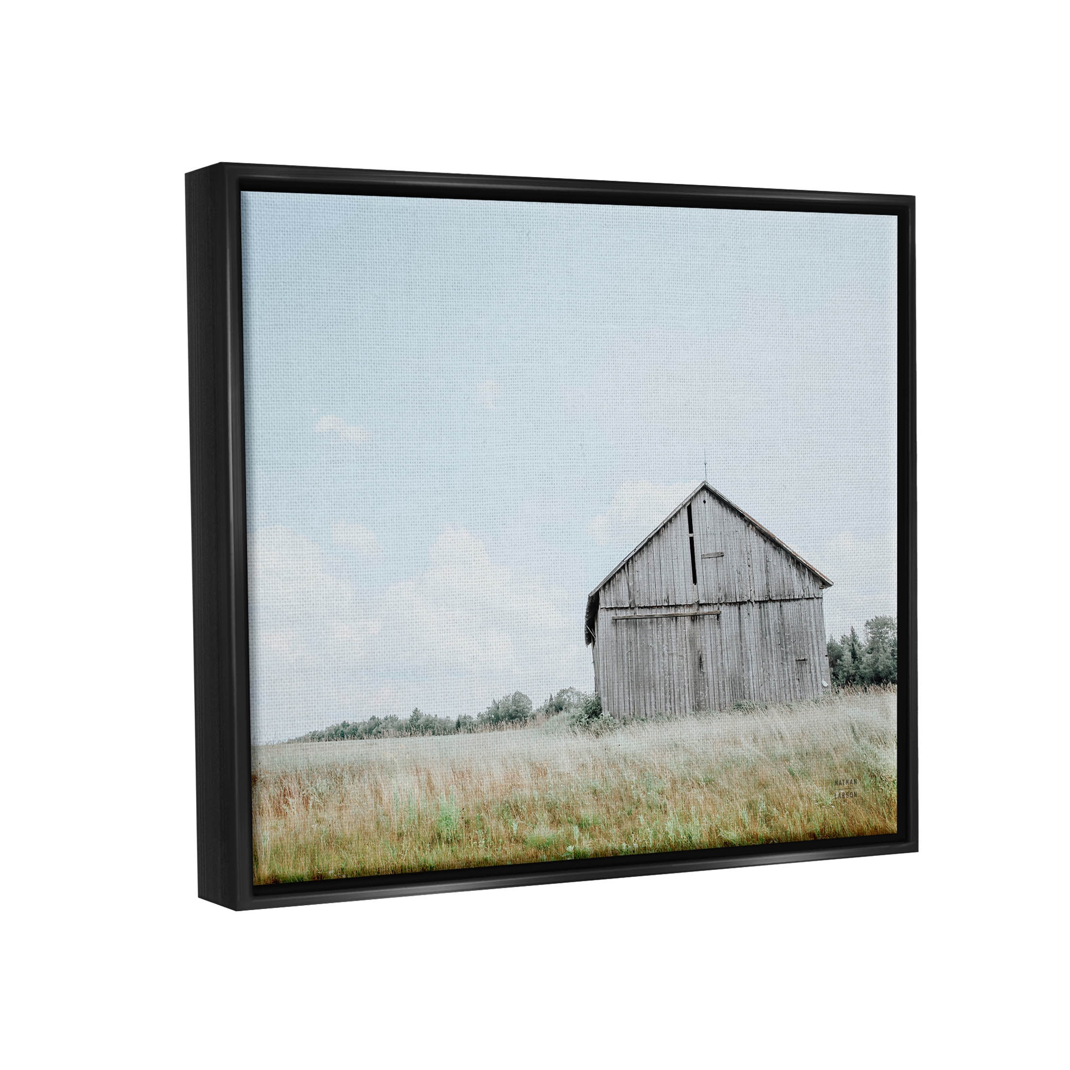 Stupell Industries Lone Countryside House Vast Rural Field Photograph Jet Black Floating Framed Canvas Print Wall Art, Design by Nathan Larson