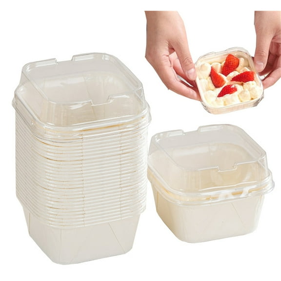 20 Pack 5oz Mini Baking Pans with Lids,Bexikou Square Mini Cake Tins,Paper Baking Cups Mini Loaf Pans with Lids Disposable Small Cake Containers for Party, Wedding, Birthdays