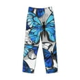 thumbnail image 4 of Daiia Men'S Blue And White Butterflies Pants,Bottoms Sleep Lounge,Pajama Pants,Pj Bottoms Drawstring And Pockets-Xx-Large, 4 of 9
