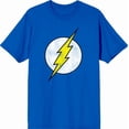 thumbnail image 3 of The Flash Thunderbolt Logo Men's Blue Crew Neck Short Sleeve Tee-Large, 3 of 4