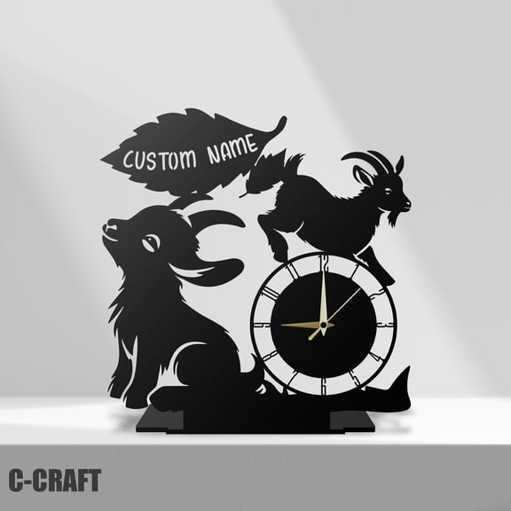 C-CRAFT Goat Metal Modern Desk Clock 10 inch for Home Office Living Room Bedroom Decor