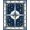 Navy Blue Ivory Gold, Pattern 15, variant on ODIKA 8'x10' Washable Area Rug Non-Slip Chair-Friendly Mat Beachy Ocean Nautical Vintage Border Compass Motif Themed Bathroom for Dining Room, Large Office, Lounge