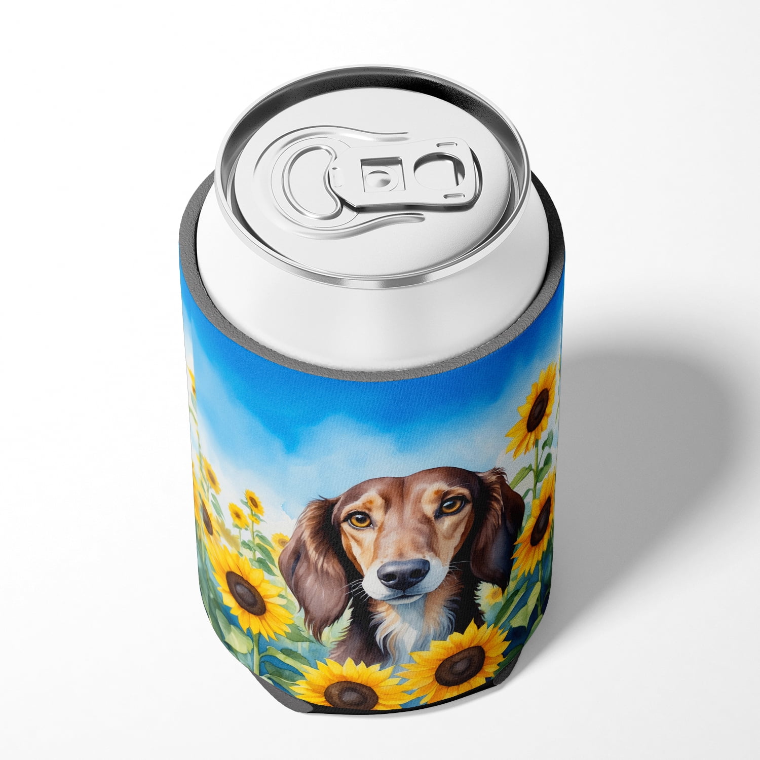 Saluki in Sunflowers Can or Bottle Hugger 3 in x 5 in