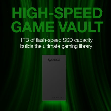 Seagate - Game Drive for Xbox 1TB External USB 3.2 Gen 1 Portable SSD with Green LED Bar