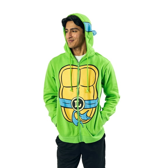 Teenage Mutant Ninja Turtles Leonardo Long Sleeve Men's Green Cosplay Hoodie-Medium