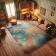 thumbnail image 3 of Ambesonne Abstract Decorative Rug Carpet, Futurist Floral Lines Art, 5' 1" X 7' 5", Vermilion and Sea Blue, 3 of 5