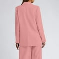 thumbnail image 3 of Quinlirra Women Blazers on Sale Women's Solid Color Shoulder Pad Without Collar Pocket Button Long Sleeved Flip Suit Jacket, 3 of 4