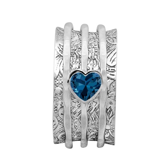 5MM London Blue Topaz 925 Sterling Silver Meditation women Spinner Ring