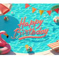 thumbnail image 3 of Colorful Design Happy Birthday Banner Beach Theme Inflatable Flamingo Tropical Flowers Pool Elements for Summer Party Beach Celebration Holiday Decor, 3 of 7