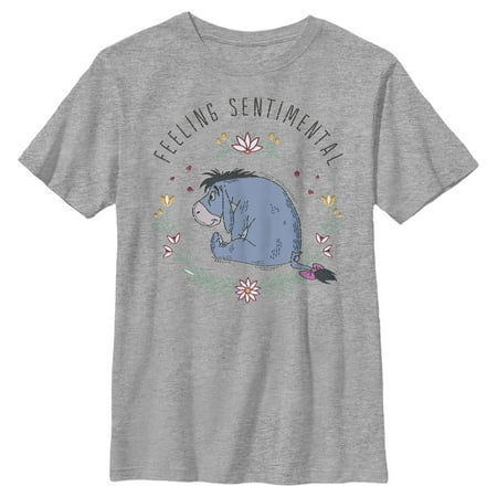 

Boy s Winnie the Pooh Eeyore Feeling Sentimental With Flowers Graphic Tee Athletic Heather Medium