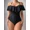 Black, variant on Women's Off-Shoulder Ruffled One-Piece Swimsuit with Sheer Waist Panel