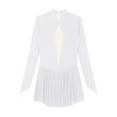 thumbnail image 6 of iEFiEL Womens Figure Skating Dress Lyrical Ballet Dance Gymnastics Leotard Dress Long Sleeve Shiny Rhinestones Dancewear White L, 6 of 7