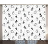 Kids Curtains 2 Panels Set, Skiing Penguins on Snowboards Winter Sports Themed Pattern Fun Animal Bird with Scarf, Window Drapes for Living Room Bedroom, 108W X 108L Inches, Black White, by Ambesonne