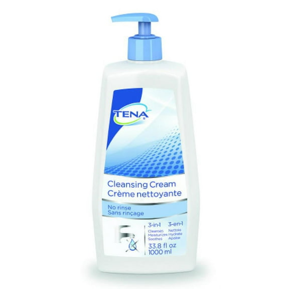 TENA Cleansing Cream - No-rinse, 1,000 milliliter Pump Bottle, Mildly Scented, 1 Count