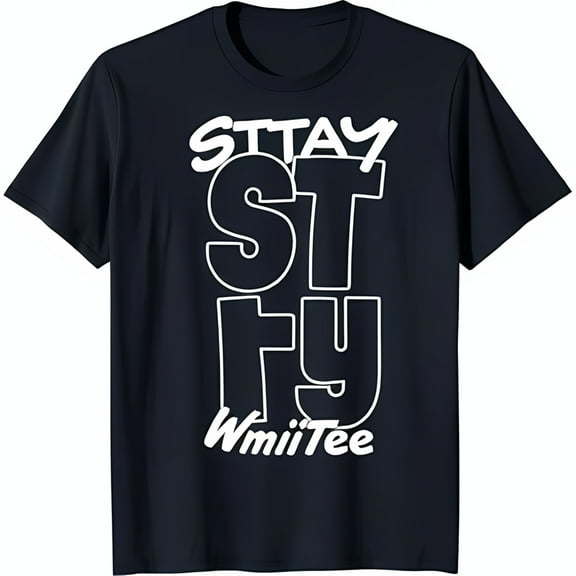 Bold Black T-Shirt with Unique 'STAY STY' Graphic & WmiiTee