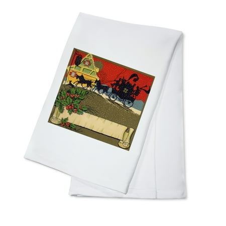 - Christmas Carriage - Citrus Crate Label (100% Cotton Kitchen Towel)