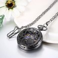 thumbnail image 2 of Pocket Watch Retro Skeleton Cover Mechanical Hand-winding Roman Numeral Alloy, 2 of 4