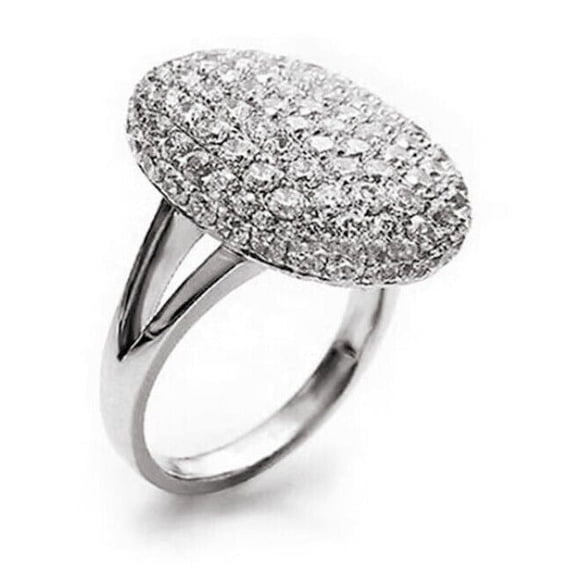 Oval Pave Set Split Shank Engagament Ring 1.9 Ct Diamond 14K White Gold Over