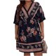 thumbnail image 1 of Puntoco Vestido De Manga Corta Con Cuello En V, Mujer Verano Estampado Talla Grande Suelto Negro Xxxxxl, 1 of 6
