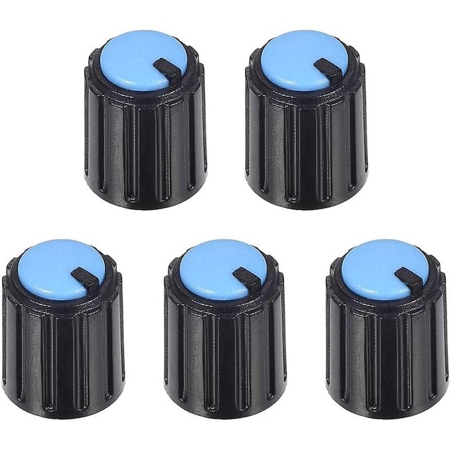 5 uds 6mm eje de inserción 10x12mm perilla giratoria de potenciómetro de plástico azul, negro