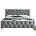 thumbnail image 3 of Omax Decor France Wood and Fabric Upholstered Queen Platform Bed in Charcoal, 3 of 4