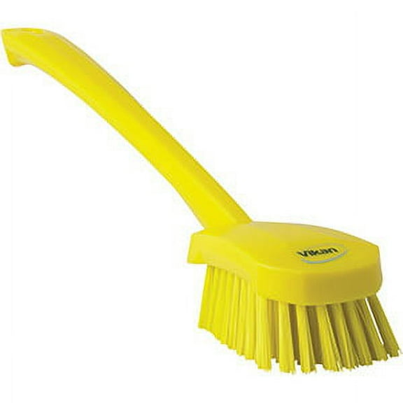 Vikan Long Handle Scrubbing Brush- Stiff - Yellow (2 Units)