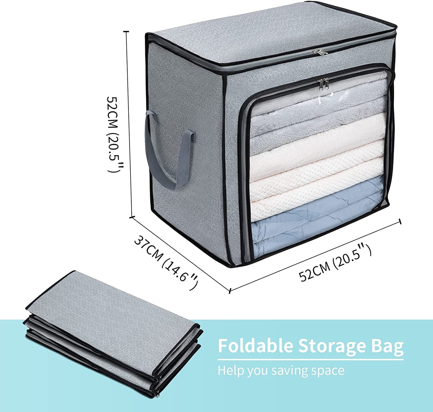 byg 100L Waterproof Clothes Storage Bags,Closet Organizer with Heavy-duty  600D Fabric & Reinforced Handle for