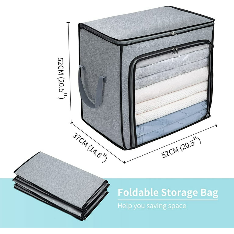 6 Pcs Clear Zippered Storage Bags Plastic Clothes Containers Fabric Blanket  Organizer Large Storage Bins with Handles for Bedding Sheets Closet