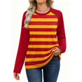 thumbnail image 4 of Long Sleeve Shirts for Women Crewneck Tops Fall Clothes 2026 Winter Clothing Dressy Casual Striped Tshirts Red XL, 4 of 5