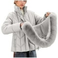 thumbnail image 1 of Parkas de manga larga para mujer, chaqueta informal de algodón con capucha y mangas largas de colores., 1 of 9