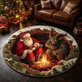thumbnail image 6 of 3D Santa Campfire Round Rug - Soft Non-Slip Washable Floor Mat for Living Room, Bedroom Entryway & Festive Holiday Decor, 6 of 7