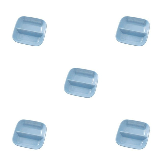 bedienty Square Divided Seasoning Dishes Table Sauce Container Kitchen Cutlery Snack Plate for sushi Dumpling blue 5Set