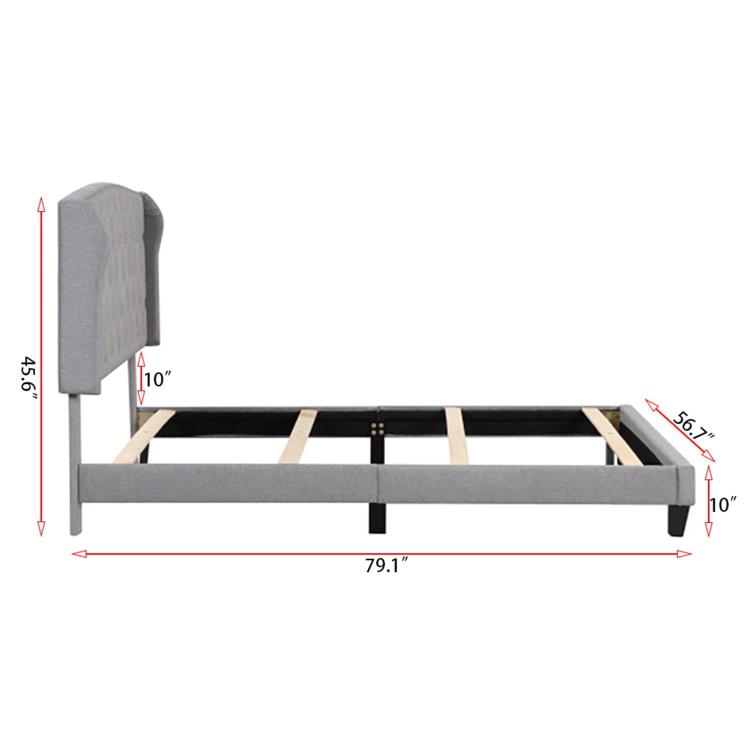 Kadyn Queen Size Platform Bed Frame with Wooden Headboard, Upholstered Platform Bed for Bedroom, Wood Slats Support, No Box Spring Required, Light Grey Kadyn Queen Size Platform Bed Frame with Wooden Headboard, Upholstered Platform Bed for Bedroom, Wood Slats Support, No Box Spring Required, Light Grey