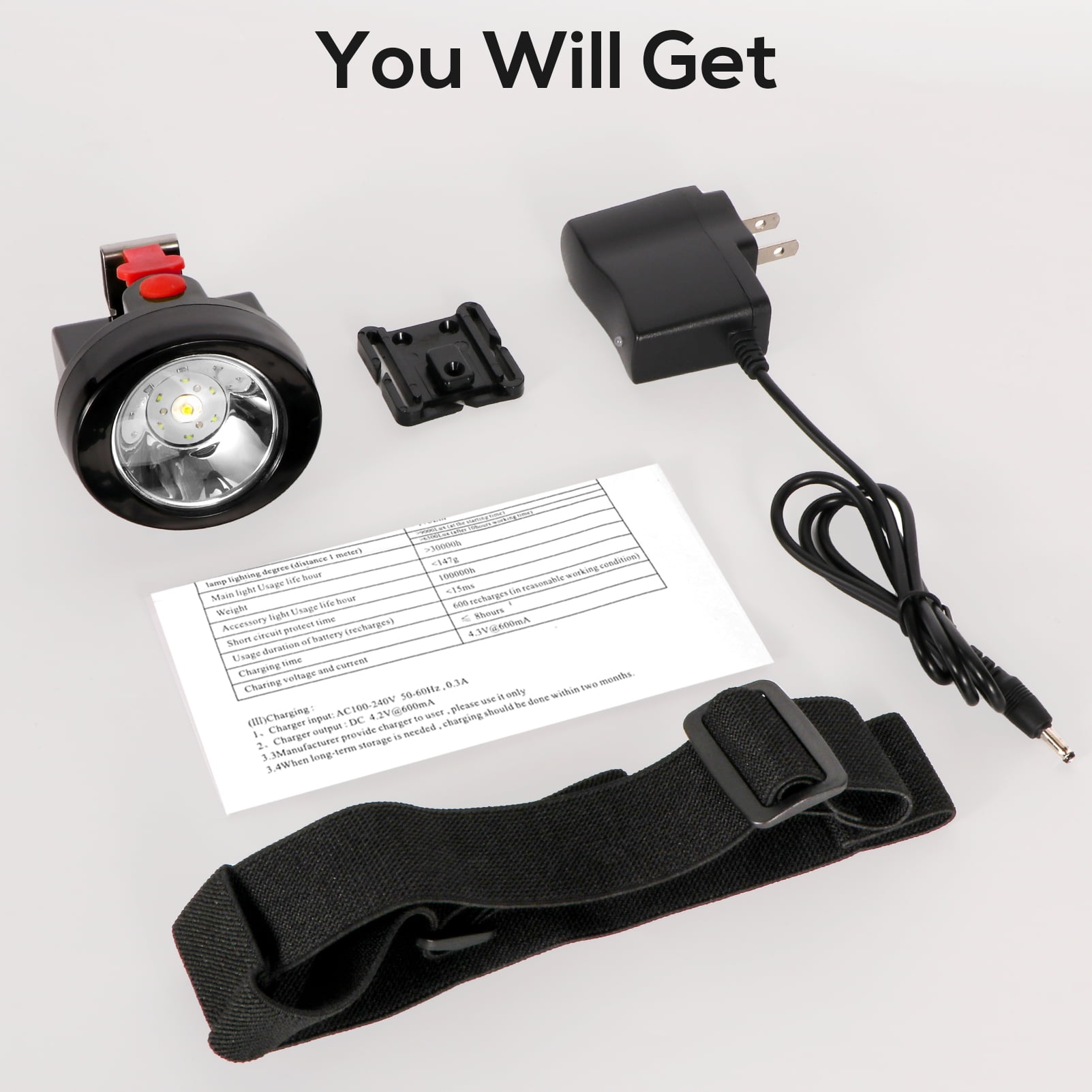 Hunting Friends Coon Hunting Lights Waterproof Mining Light Explosion Proof Miners Headlamp Rechargeable Headlight Flashlight for Mining Coal Night Fishing Hunting Camping