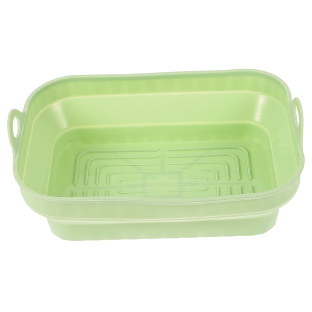 BRIGHTFUFU Revestimiento plegable de silicona para freidora de aire, revestimiento reutilizable para freidora de aire, revestimiento de silicona para freidora de aire con doble mango