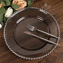Balsa Circle 6 Black Silver 13" Beaded Trim Acrylic Wooden Textured Round Acrylic Charger Plates Party Events
