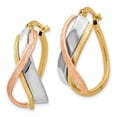 thumbnail image 2 of Leslie's Real 14kt Tri-color Polished and Brushed Fancy Hoop Earrings; for Adults and Teens; for Women and Men, 2 of 3