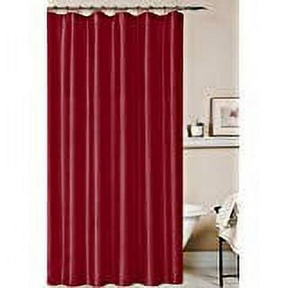 Serafina Home Luxury Fabric Shower Curtain Shimmering Textured Jacquard Cloth 70 x 72 Inch Red Burgundy
