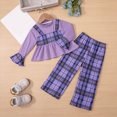 thumbnail image 2 of TOWED22 Kids Infant Girls Cute Fall Winter Clothing Outfits 2pcs Long Sleeve Print Graphic Tee and Relaxed Joggers Set Clothes(Purple,5-6 Y), 2 of 9